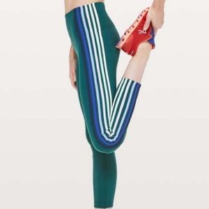 Lululemon Green Rare Striped Side Leggings BN!